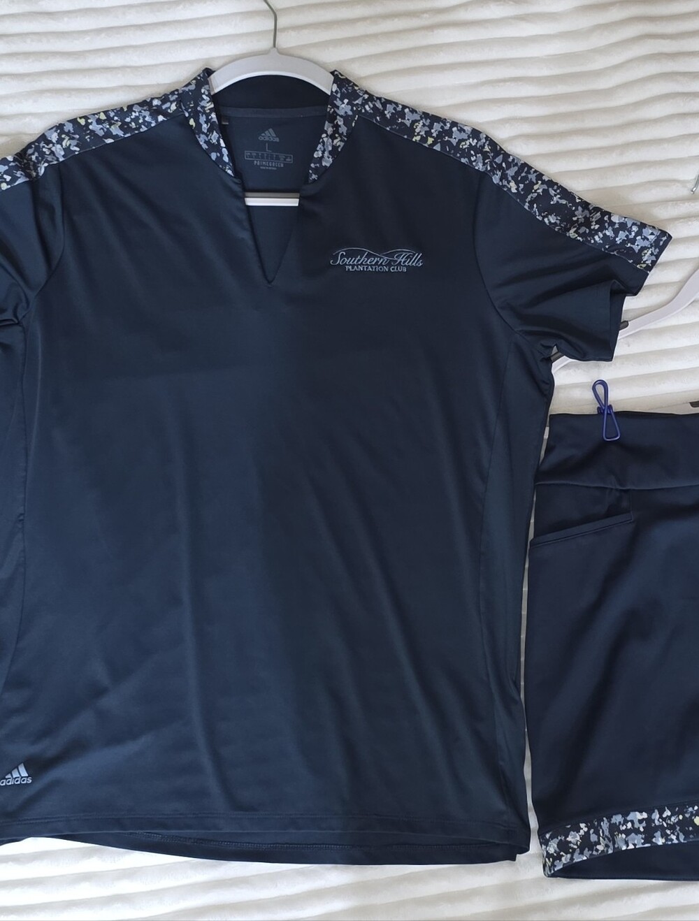Adidas Navy Performance Golf Polo and Skort with Patterned Trim